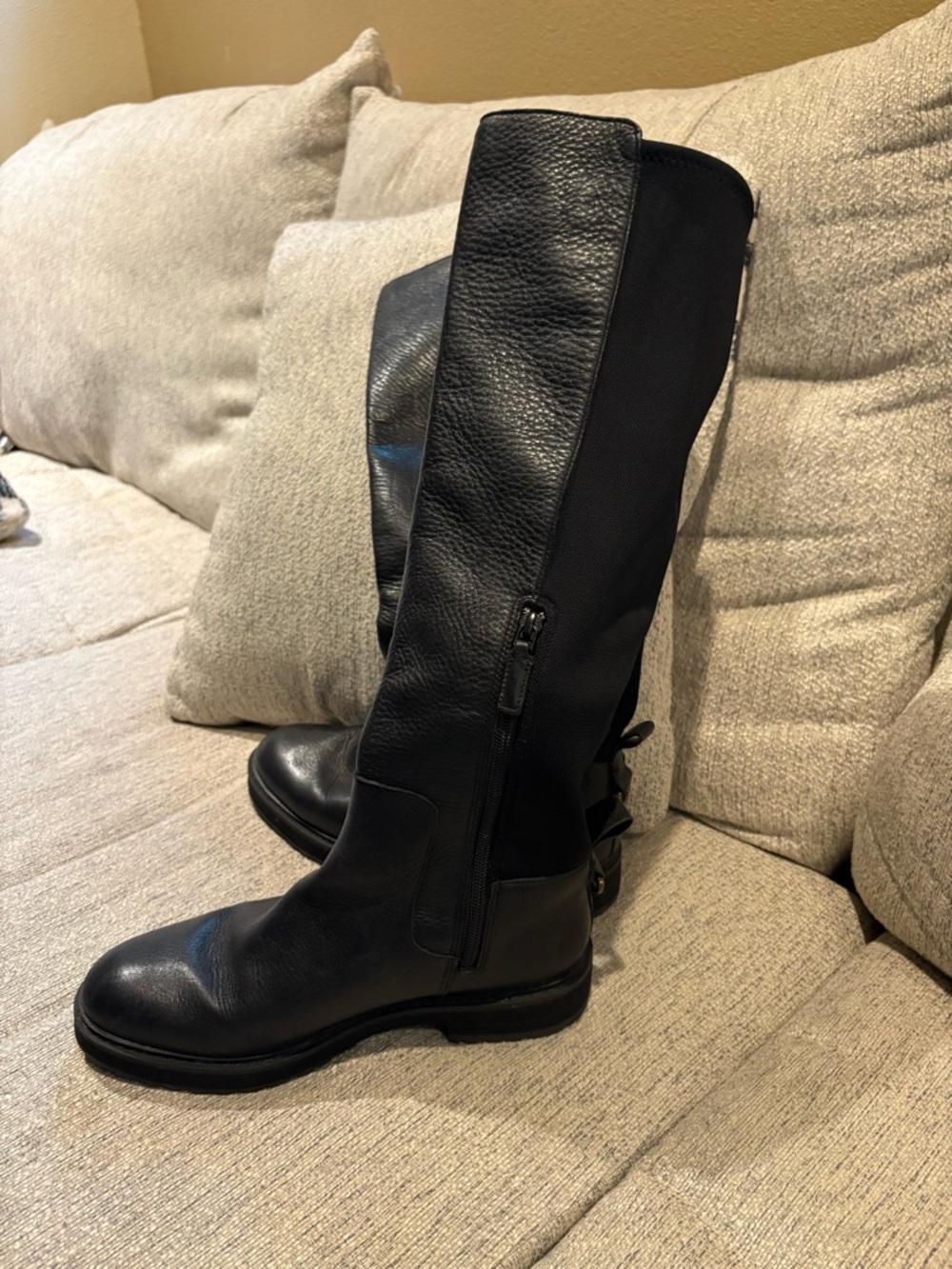 Cole Haan Black Leather Knee-High Riding Boots
